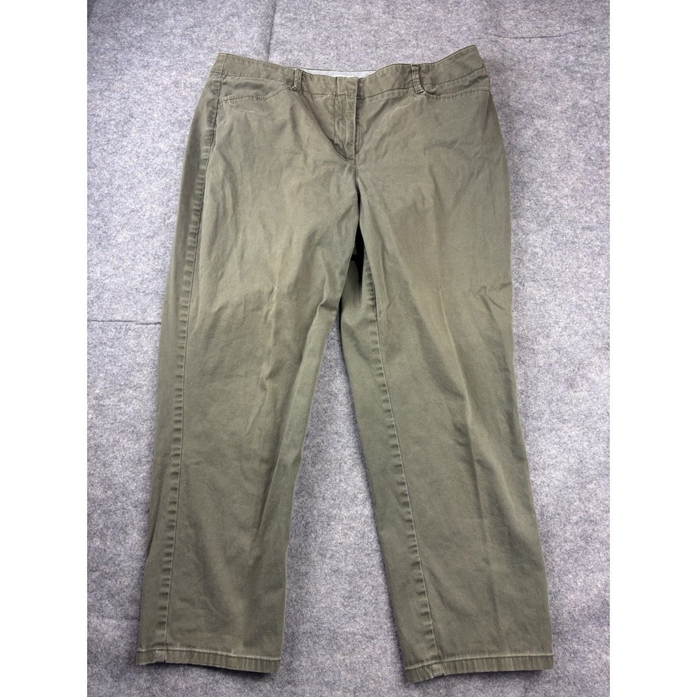 J. Jill Women's 12 Petite Live-In Chino Tapered Cropped Pants Green Boho Capsule